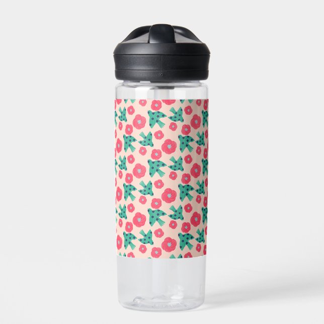 pattern_8_camellia and bird_2 water bottle (Front)