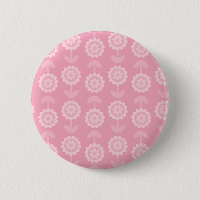 Pattern Abstract Art Pink Floral Flowers 2 Inch Round Button (Front)