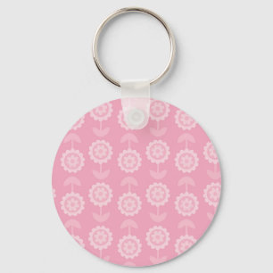 Pattern Abstract Art Pink Floral Flowers Keychain