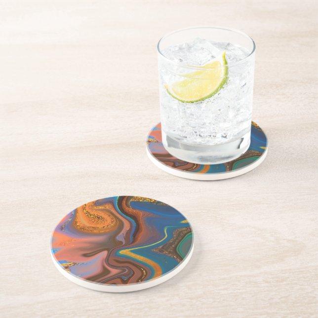 pattern abstract marbled coaster (Side)