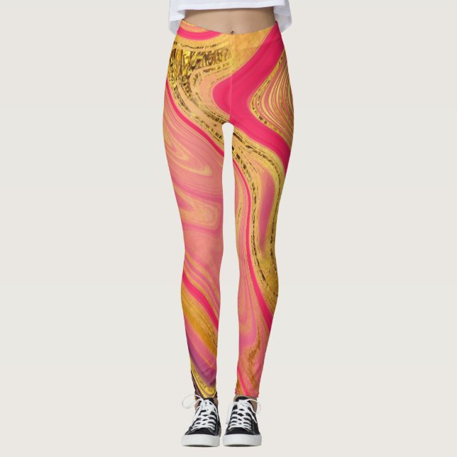 pattern abstract marbled leggings (Front)