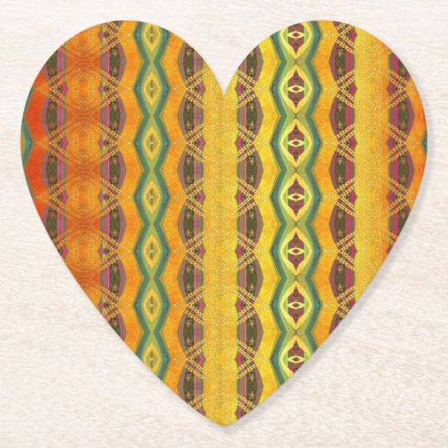 pattern abstract orange paper coaster (Front)