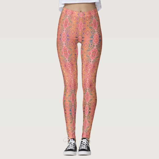 pattern abstract pink leggings (Front)