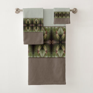 Pattern Accented With Green And Brown Bath Towel Set