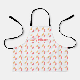 Pattern All-Over Print Apron Yellow Pink Leaves