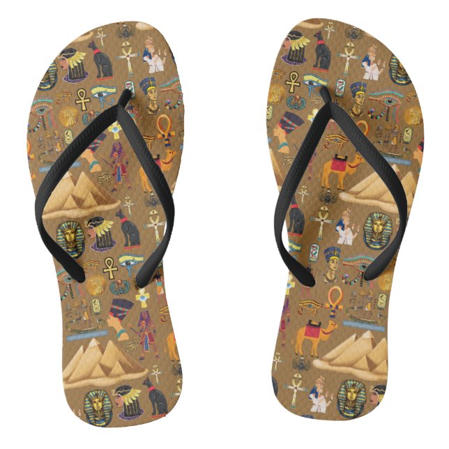 Pattern Ancient Egyptian Hieroglyphic Symbol  Flip Flops (Footbed)