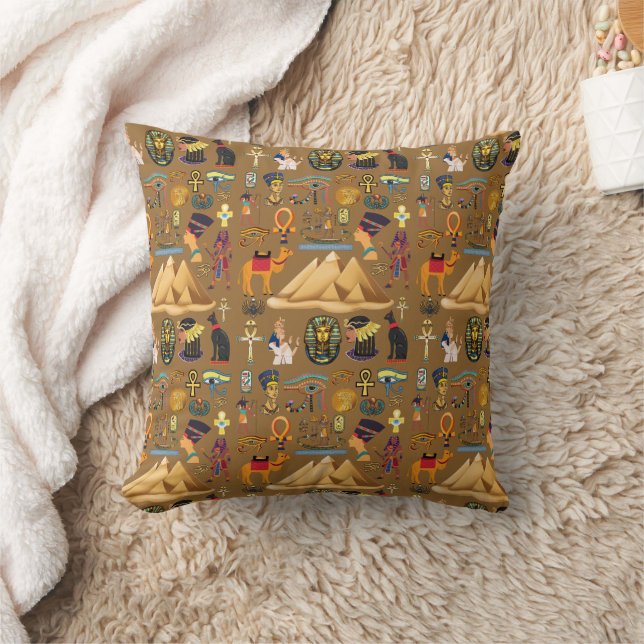 Pattern Ancient Egyptian Hieroglyphic Symbol  Throw Pillow (Blanket)