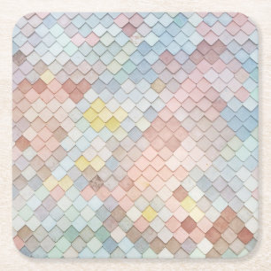 Pattern Art Cute Pastel Patterns Geometric Design  Square Paper Coaster