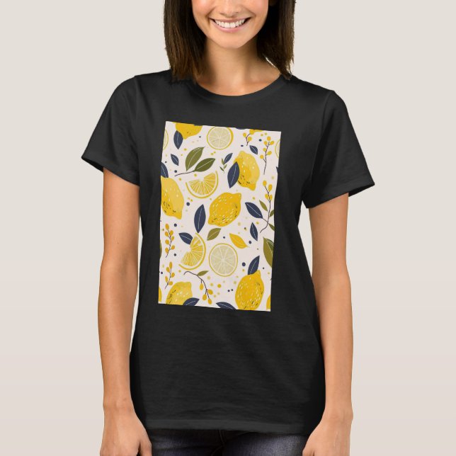 Pattern Art Lemon Fruit Vintage T-Shirt (Front)