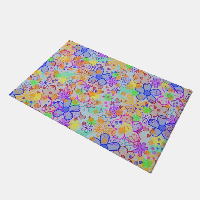 Pattern ARTs - Coloured Blooms + your backgr. Doormat (Angled)