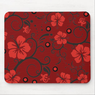 Pattern ARTs - hibiscus decor darkred Mouse Pad