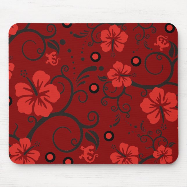 Pattern ARTs - hibiscus decor | darkred Mouse Pad (Front)