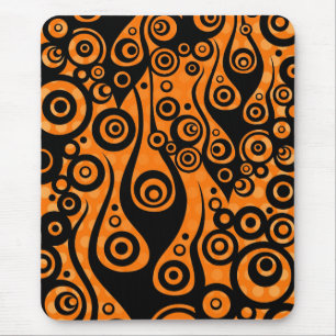 Pattern ARTs - Tattoo circle flames orange dots Mouse Pad