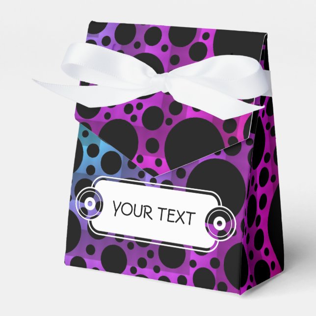 Pattern - black dots + your colour & text favor box (Front Side)