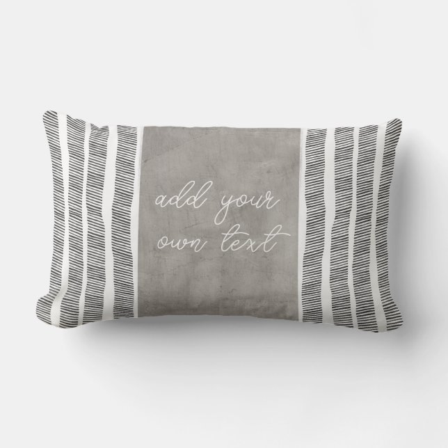  pattern black white and grey boho add  your text  lumbar pillow (Front)