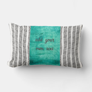  pattern black white and turquoise boho add text lumbar pillow