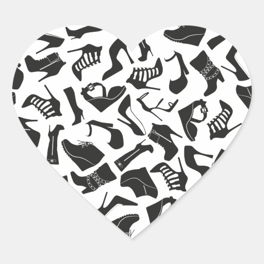 Pattern black Women's shoes Heart Sticker