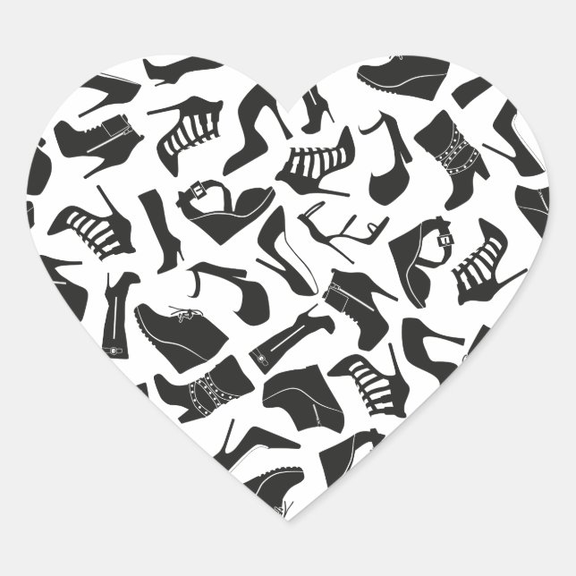 Pattern black Women's shoes Heart Sticker (Front)