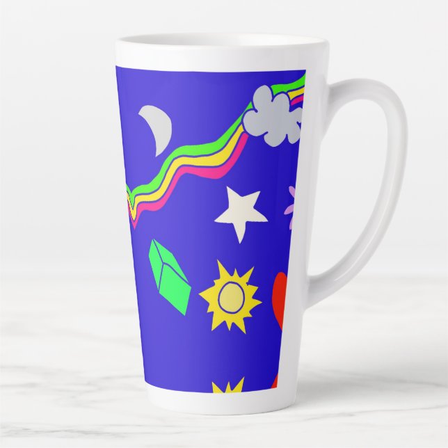 Pattern blue aluminum water bottle latte mug (Right)