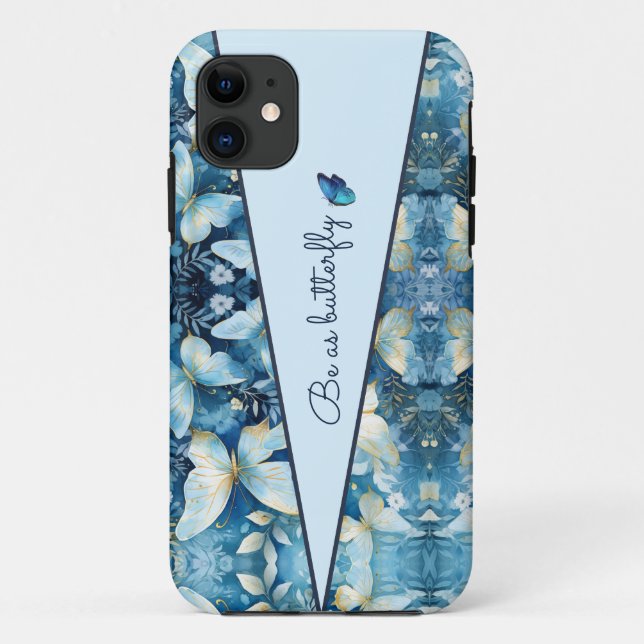 Pattern Blue Butterfly iPhone Case (Back)