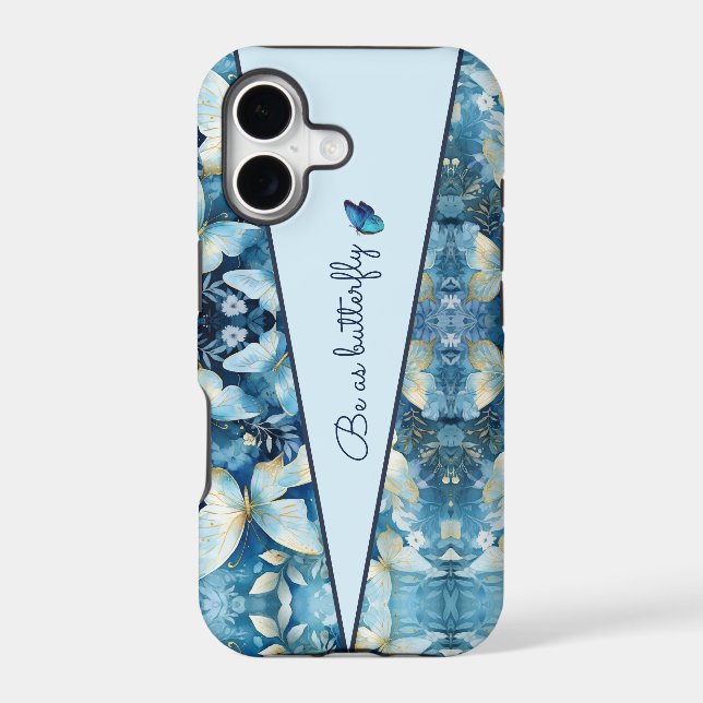 Pattern Blue Butterfly iPhone Case (Back)