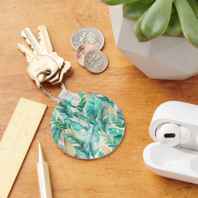 Pattern Boho Banana Leaves Keychain (Desk)