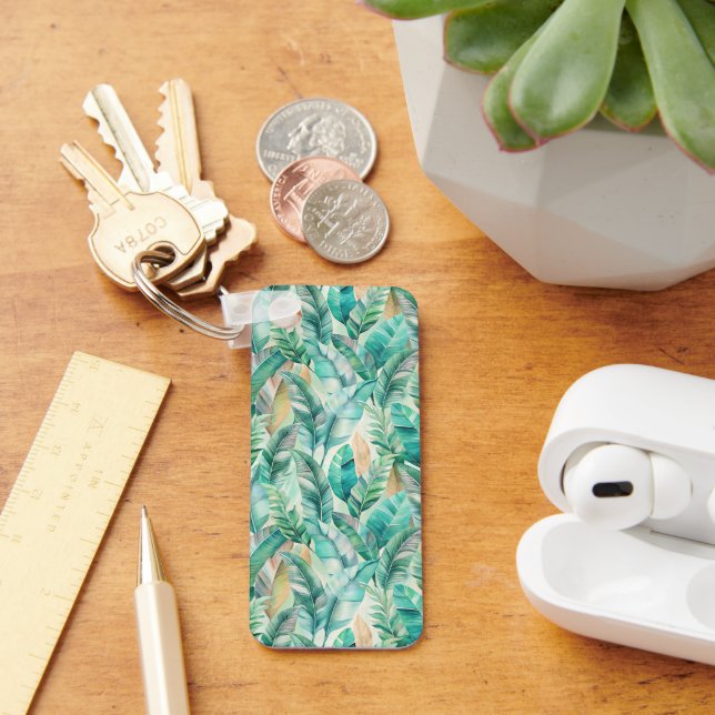 Pattern Boho Banana Leaves Keychain (Desk)