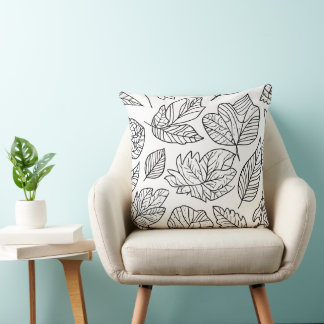 Pattern Botanical Leaves - Elegant Natural Design Throw Pillow