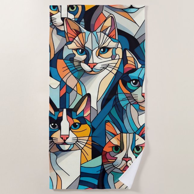 pattern cats beach towel (Front)