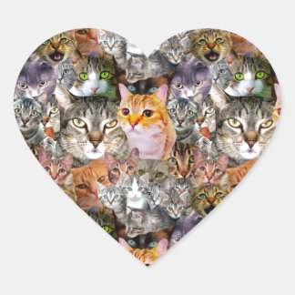 Pattern Cats Heart Sticker