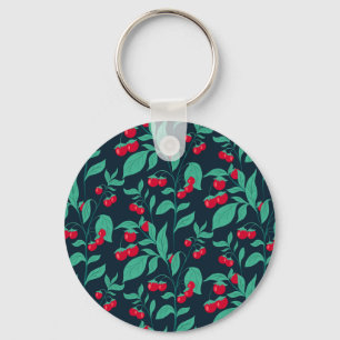 Pattern cherry tomatoes on the bushes keychain