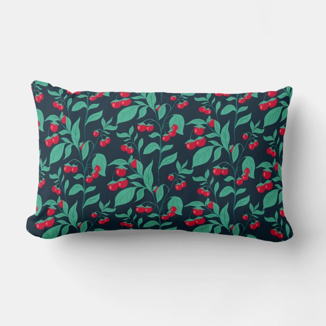 Pattern cherry tomatoes on the bushes   lumbar pillow (Front)