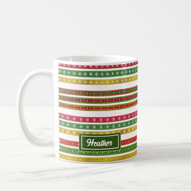 Pattern Christmas lines coffee mug (Left)