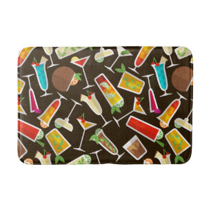 Pattern cocktail and long drink, cocktail bar bath mat