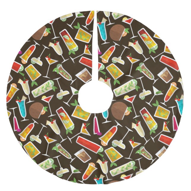 Pattern cocktail and long drink, cocktail bar brushed polyester tree skirt (Front)