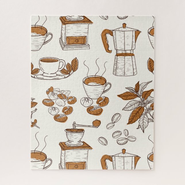 Pattern coffee and the raw materials jigsaw puzzle (Vertical)