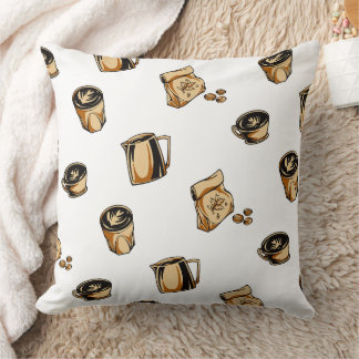 Pattern Coffee Lover Vintage Illustration Throw Pillow
