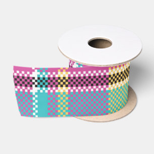 Pattern Colorfull Stylish Design Geometric Vintage Satin Ribbon