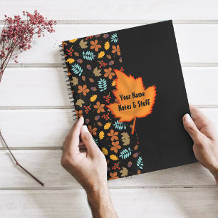 Pattern colourful autumn leaves Notebook