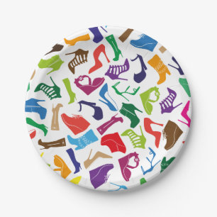 Pattern colourful Women's shoes Paper Plate