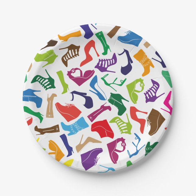 Pattern colourful Women's shoes Paper Plate (Front)