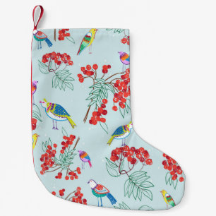 pattern consisting of birds and berries small christmas stocking