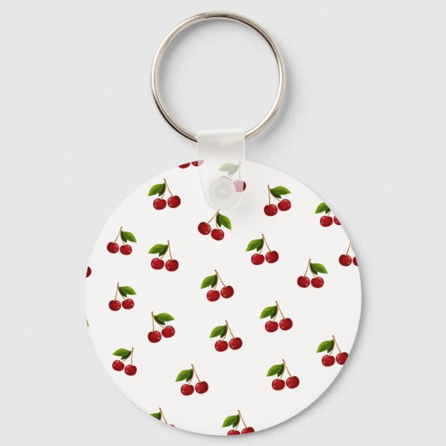 Pattern Coquette Red Cherries Keychain (Front)