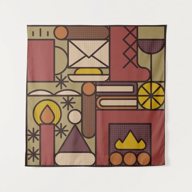 Pattern: cozy evening. Vintage illustrationabstrac Tapestry (Front)