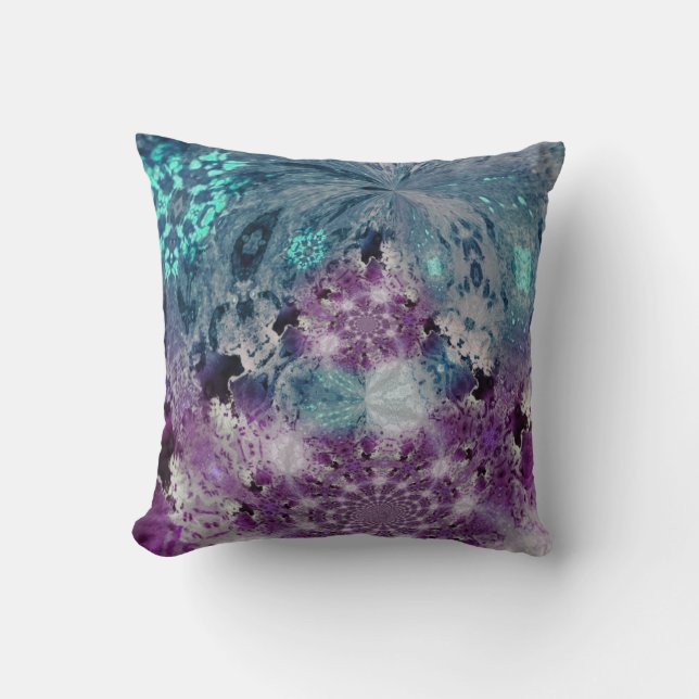 Pattern Design Ombre Tie Dye Teal Print Throw Pillow (Front)