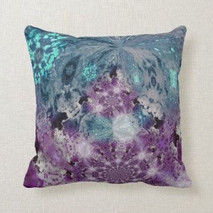 Pattern Design Ombre Tie Dye Teal Print Throw Pillow