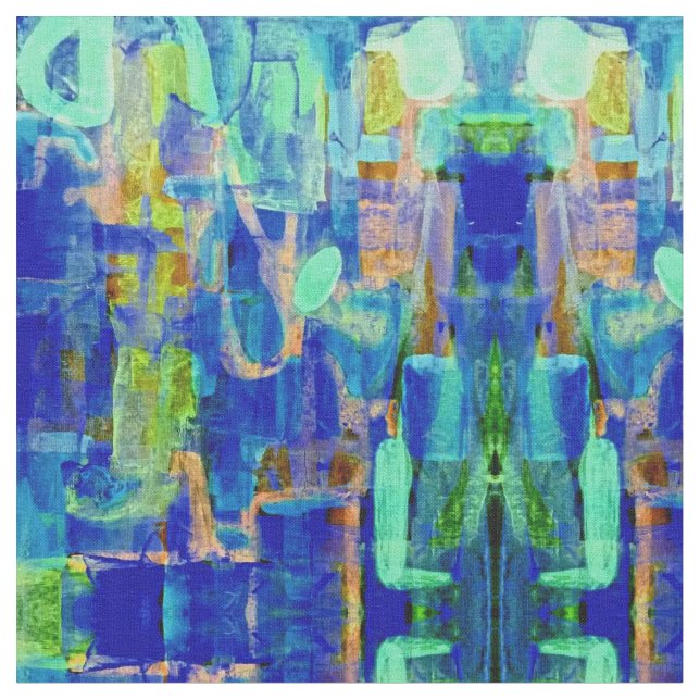 PATTERN DESIGNER SPATIAL DROPS IN BLUE FABRIC (Close Up)