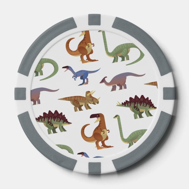Pattern dino comic dinosaur poker chips (Front)