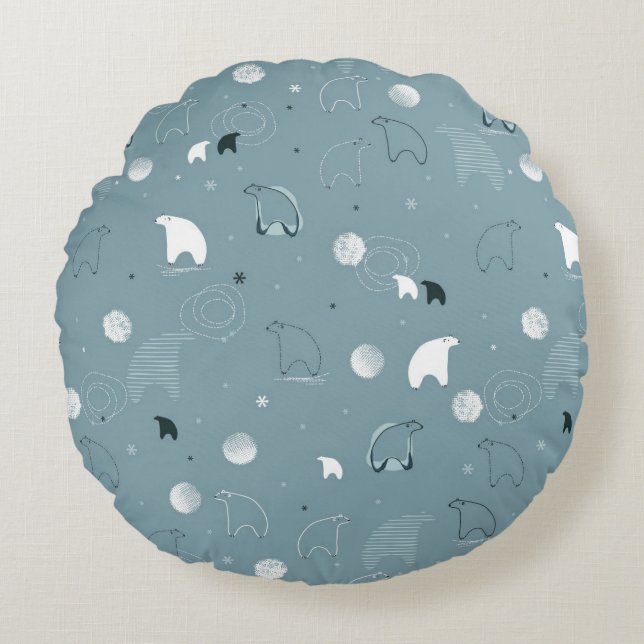 pattern displaying a cute polar round pillow (Front)