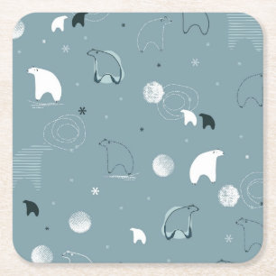 pattern displaying a cute polar square paper coaster